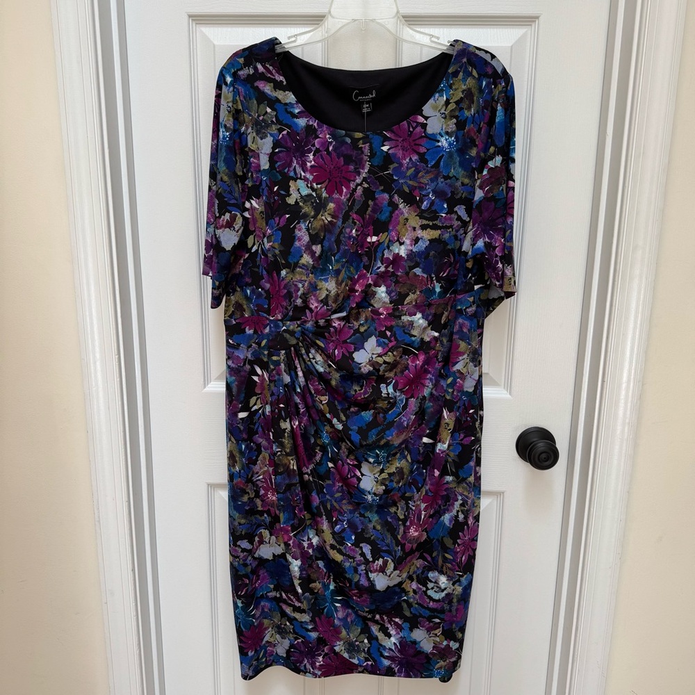 Connected Apparel Floral Dress Gathered waist no wrinkle 3/4 sleeve 20W - Picture 4 of 10